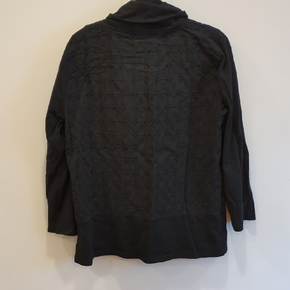 Langenlook Artsy Black Funnel Neck Button Tunic Top Focus Casual Life Size S EUC - Picture 5 of 6